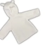 Cappottino Coccodè in pile teddy color burro per neonato, con cappuccio decorato con piccole orecchie. 1