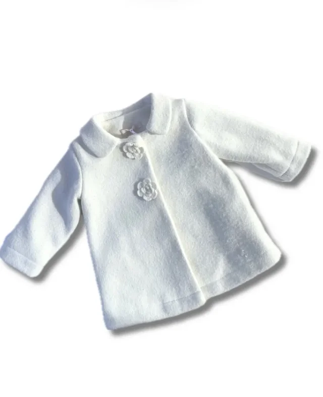 Cappotto Liu Jo Neonato in Panno Bianco/Burro con Filo Argentato