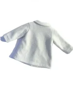 Cappotto neonata Liu Jo in panno color burro con lavorazione in filo argentato. 1