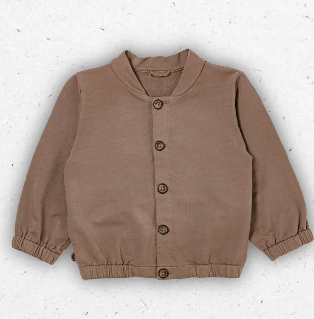 Cardigan Bambino Maperò in Felpa Leggera Marrone con Bottoni 2-6 Anni