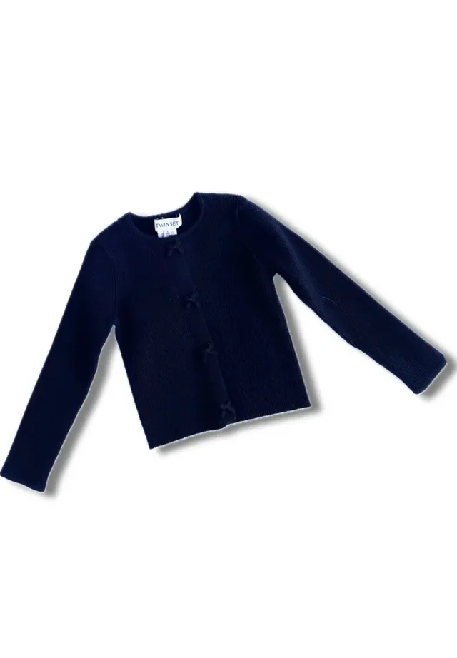 Cardigan Twinset Bambina Nero in Misto Viscosa con Bottoni