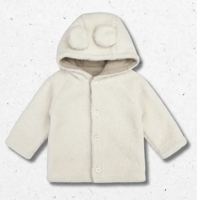 Coccodè Firenze Cappottino Teddy in Pile per Neonato - Colore Burro con Orecchie