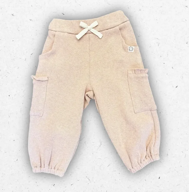 Coccodè Firenze Pantaloni Cargo per Neonata in Caldo Jersey - Rosa Polvere