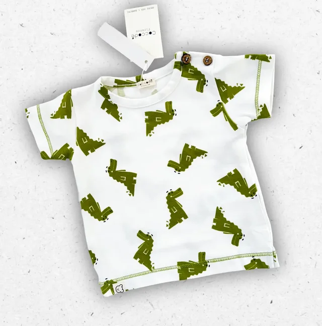 Coccodè Firenze T-shirt in jersey con fantasia coccodrillo per neonato