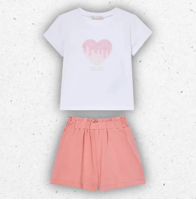 Completino Bambina Liu Jo Better T-shirt e Shorts in Cotone Ecosostenibile
