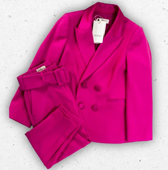 Completo Ragazza Twinset Blazer e Pantalone Fucsia Elegante