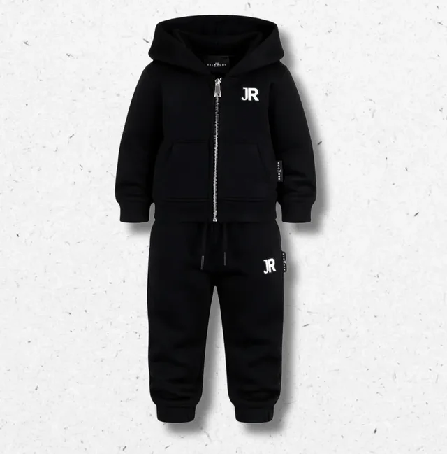 Completo Tuta Neonato Nero John Richmond Kids Zip e Cappuccio