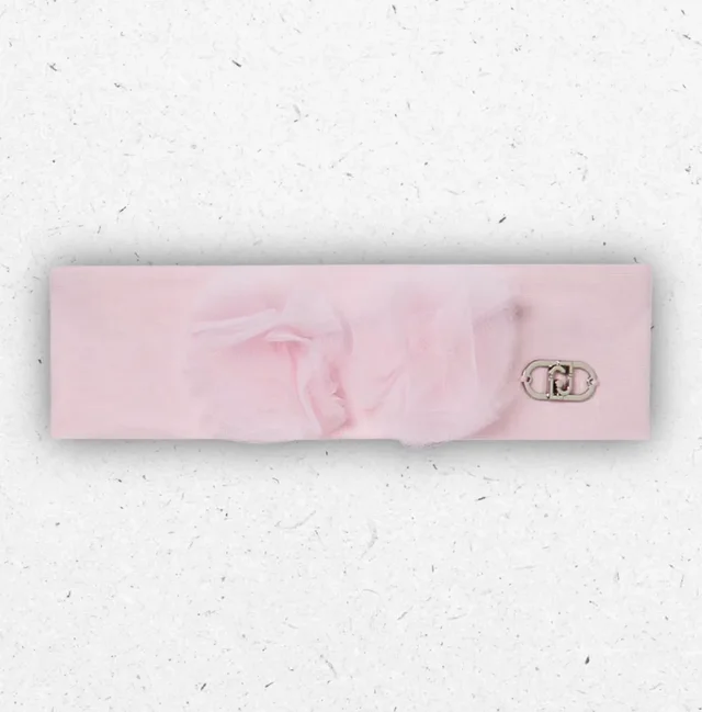 Fascia Capelli Bambina Liu Jo in Cotone con Fiore in Tulle e Logo