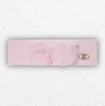 Fascia elastica in jersey di cotone bianco da bambina Liu Jo con grande fiore decorativo in tulle e logo monogram. 1