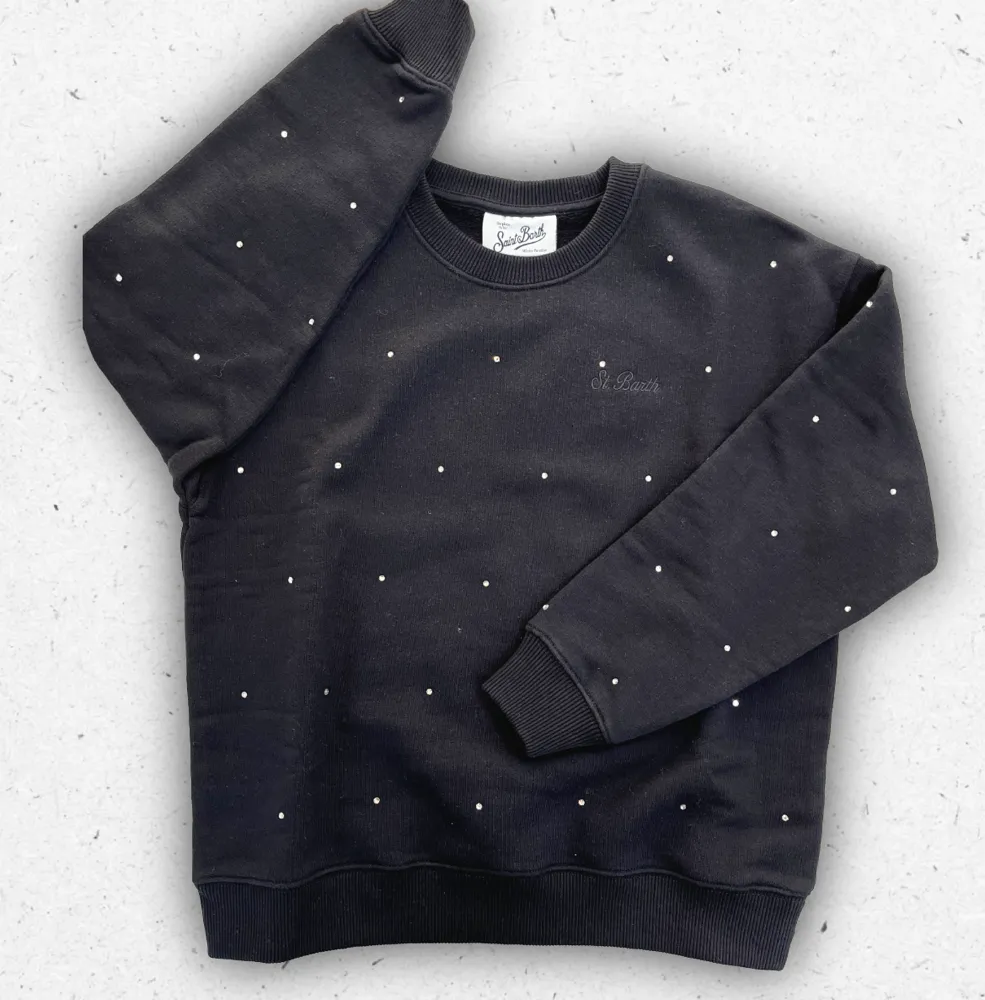 Felpa a maniche lunghe da bambina MC2 Saint Barth modello Briony W con logo frontale in strass luminosi.