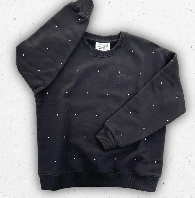 Felpa Bambina MC2 Saint Barth Briony W con Logo in Strass