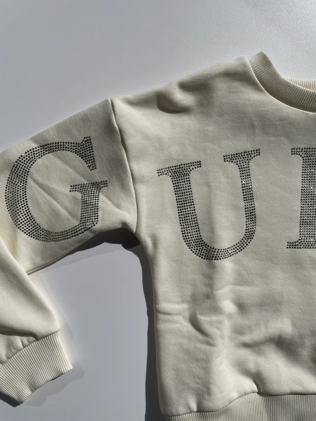Felpa Beige Guess Ragazza con logo
