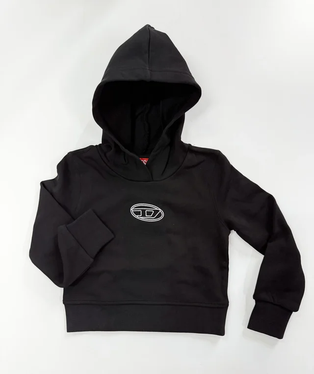 Felpa cappuccio nera cropped Diesel per ragazza
