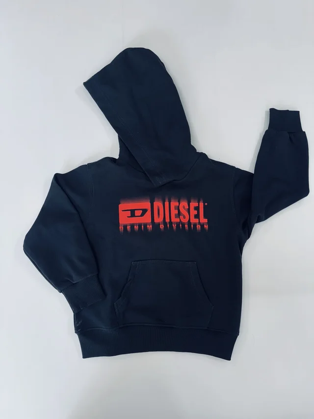 Felpa con cappuccio e stampa fluo Diesel per ragazzo
