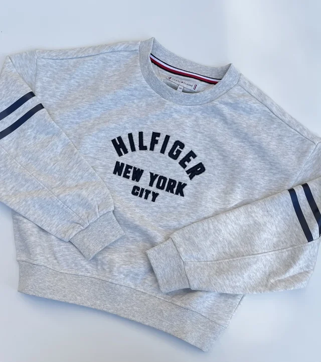 Felpa cropped grigia per ragazza Tommy Hilfiger