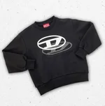 Felpa Diesel nera da ragazzo con girocollo e logo grafico "D" shadow frontale, Collezione Primavera Estate 2026. 1