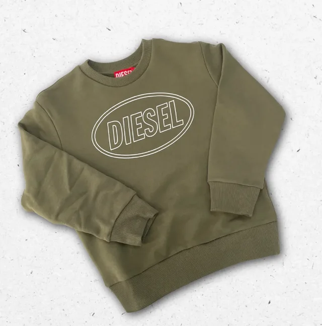 Felpa Diesel Ragazzo Verde con Logo Ovale