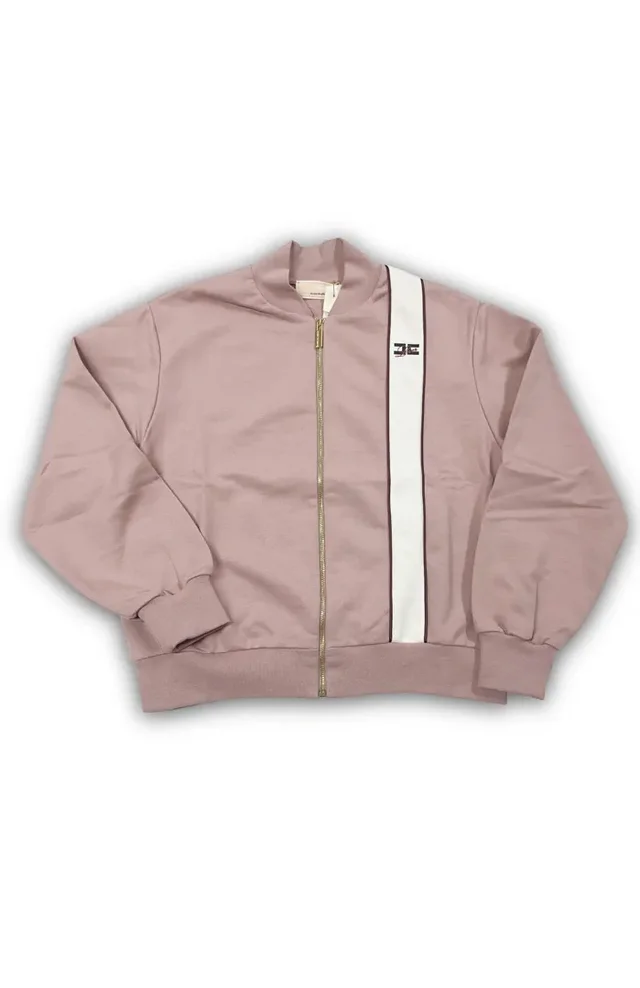 Felpa Full Zip Elisabetta Franchi - Striscia Logo a Contrasto per Ragazza
