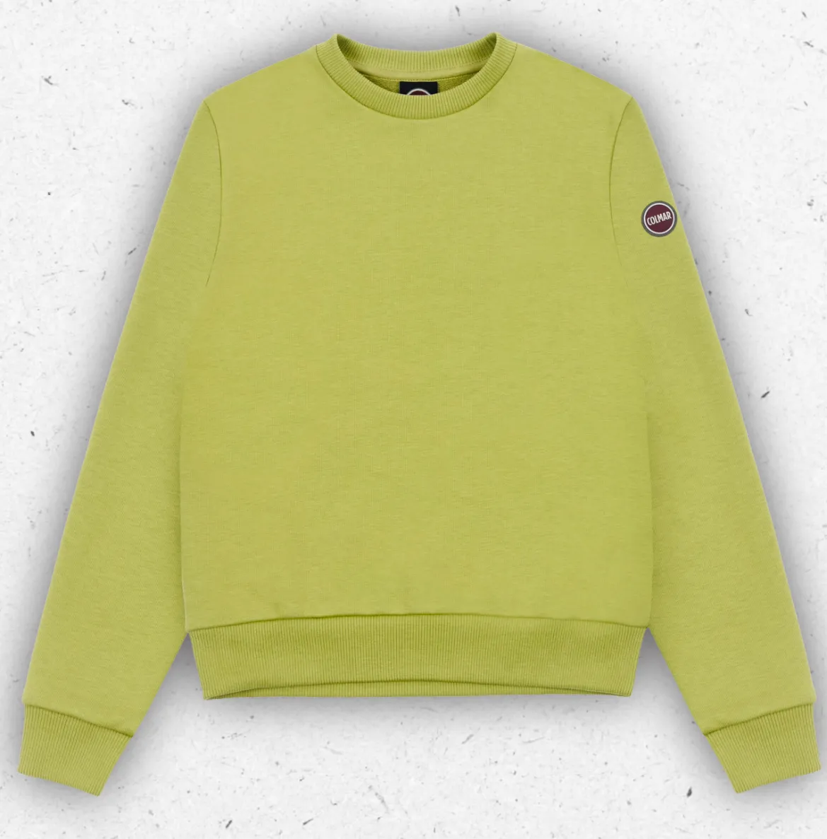 Felpa a girocollo da bambino Colmar Originals in cotone leggero con logo sulla manica, disponibile nei colori nero e verde.