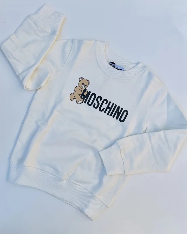 Felpa girocollo bianca Moschino per bambino