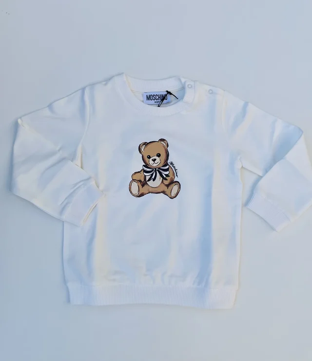 Felpa girocollo bianco Moschino per neonato