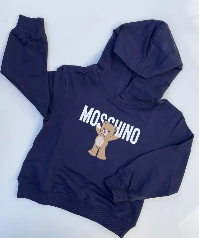 Felpa girocollo cappuccio blu navy Moschino per bambino
