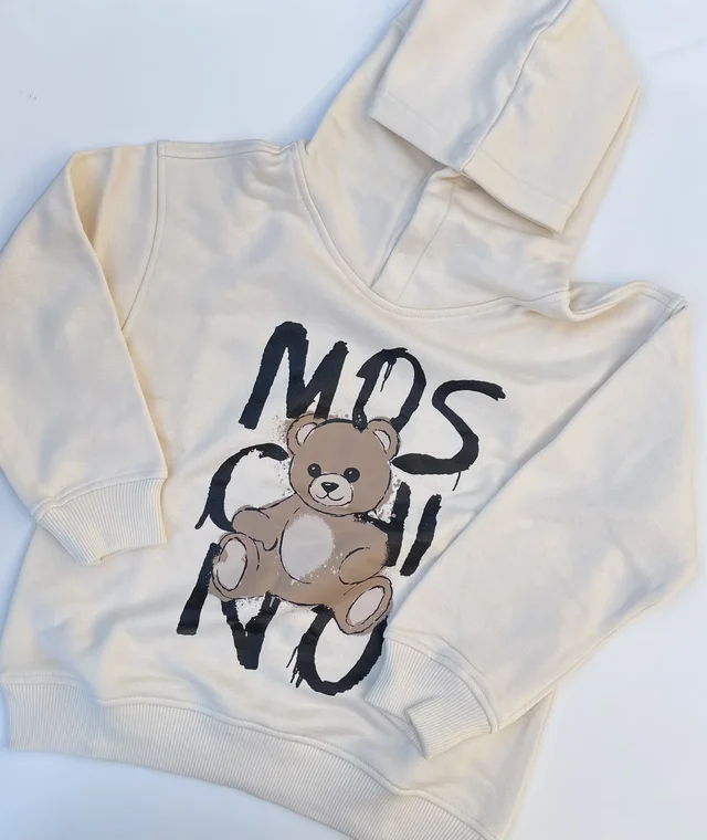 Felpa girocollo cappuccio ragazzo Moschino color Ivory