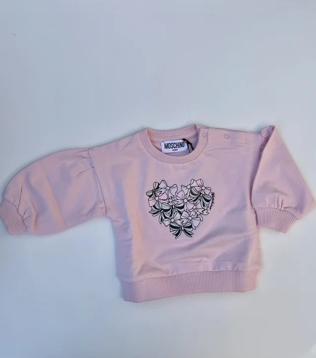 Felpa girocollo Moschino rosa per neonata