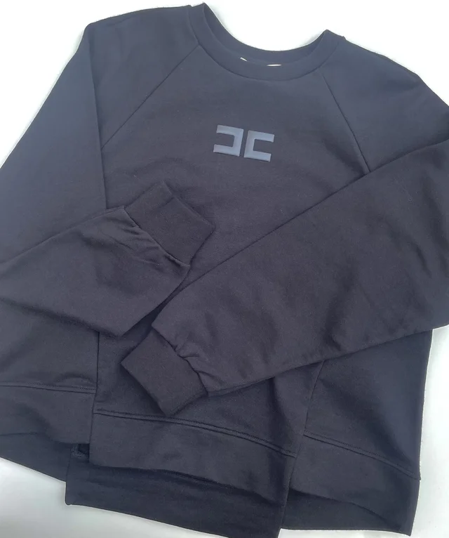 Felpa girocollo nera Elisabetta Franchi La Mia Bambina con logo