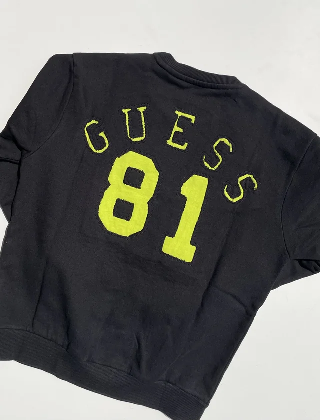 Felpa girocollo nera Guess per ragazzo