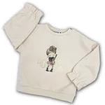 Felpa Please girocollo in colore marmo/crema per bambina, con stampa School of Rock e bambina con chitarra. 1