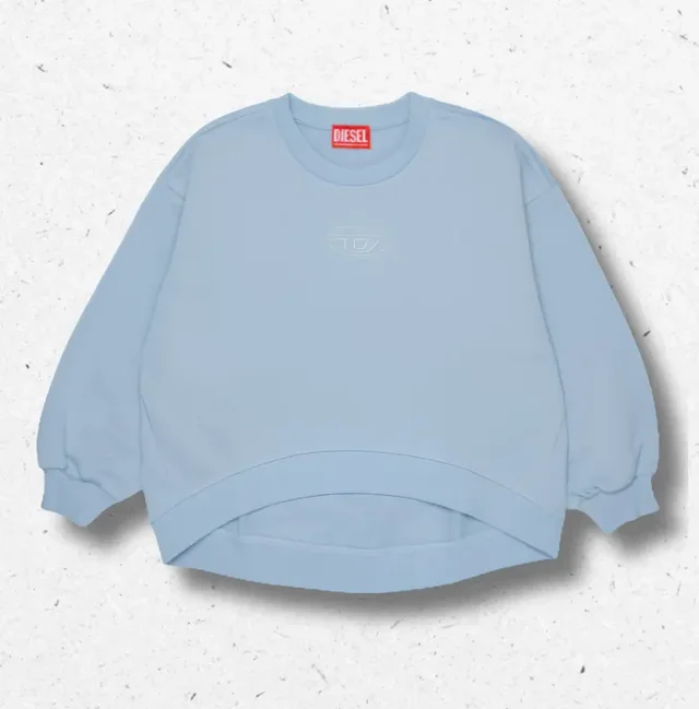 Felpa Girocollo Ragazza Diesel in Misto Cotone con Piccolo Logo Oval D