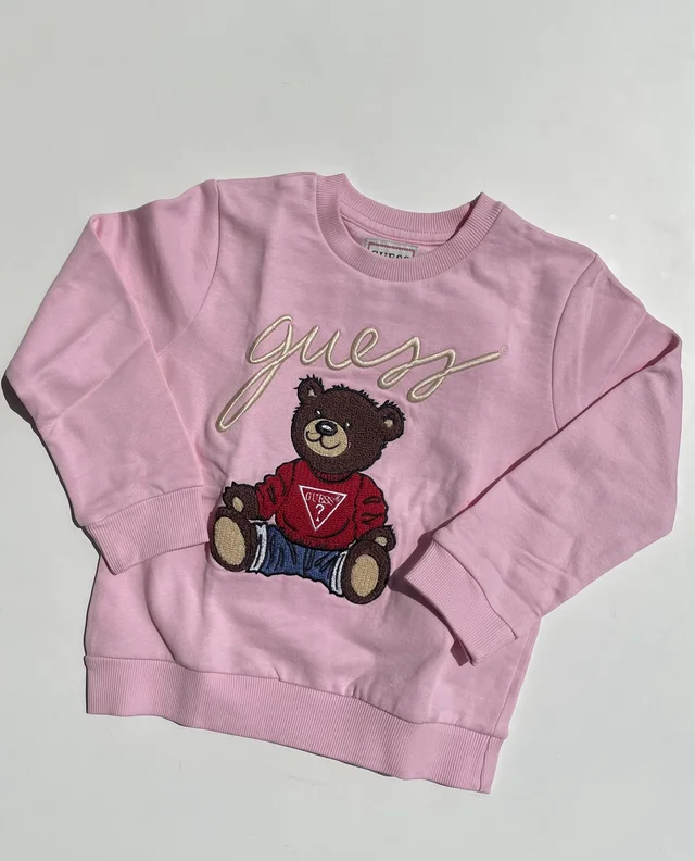 Felpa girocollo rosa Guess per bambina