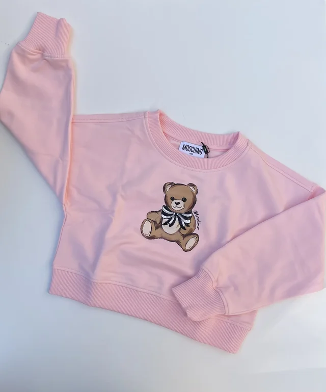 Felpa girocollo rosa Moschino per bambina