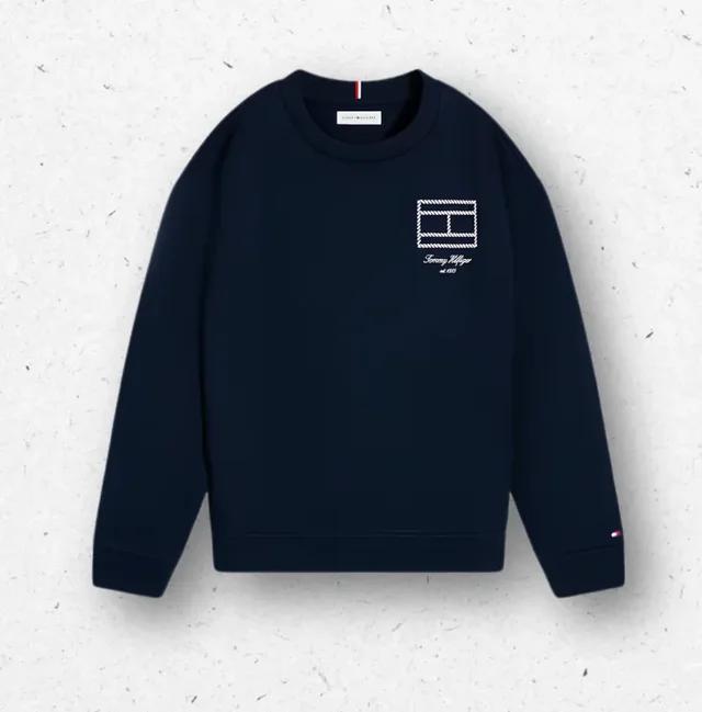 Felpa Girocollo Tommy Hilfiger Blu Navy con Logo