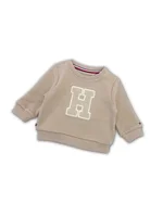C Set di felpe girocollo Tommy Hilfiger per neonati/bambini, nelle varianti Blu (logo T spugna) e Cammello (logo H teddy), in cotone e misto cotone. 1