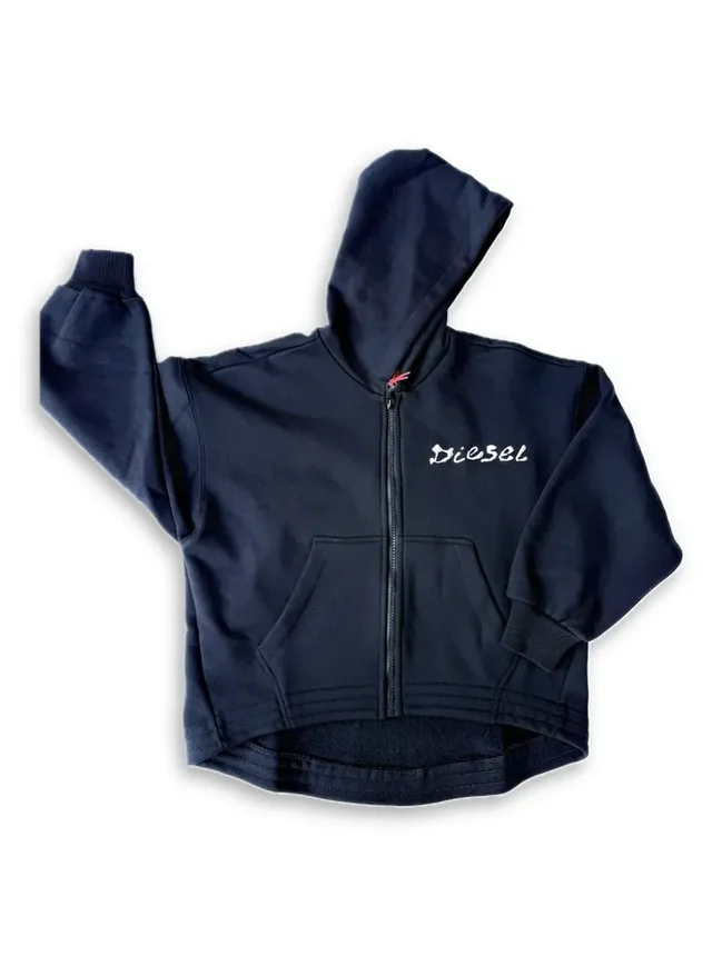 Felpa Hoodie in Cotone con Zip Diesel Ragazza