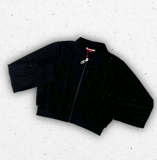 Felpa Liu Jo Ragazza con Zip e Brillantini Colore Nero