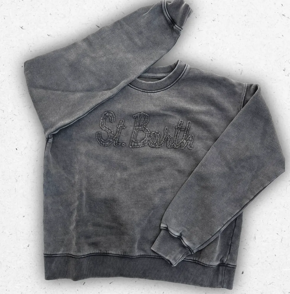 Felpa da ragazzo MC2 Saint Barth modello Harley JR con grafica vintage e trattamento di lavaggio retrò.