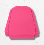 Felpa Moschino Kids per neonata in cotone felpato fucsia, stampa teddy bear centrale, logo a contrasto 1