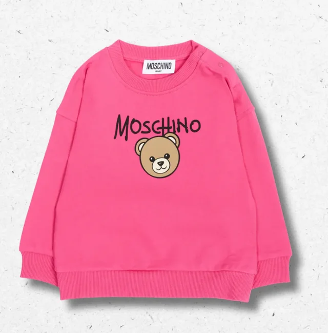Felpa Moschino Kids Neonata Fucsia con Teddy Bear