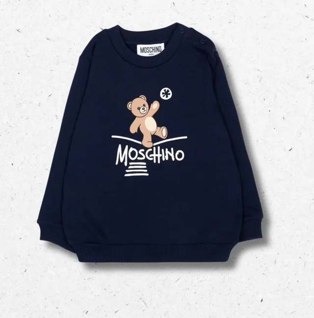 Felpa Moschino Kids Neonato Blu con Teddy Bear