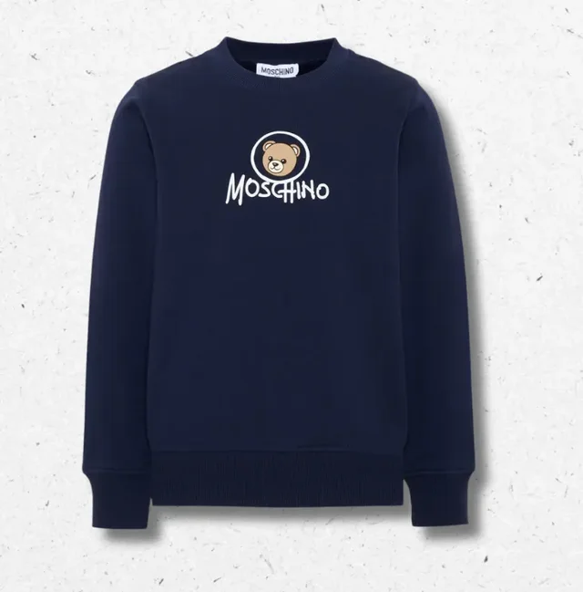 Felpa Moschino Kids Bambino Girocollo con Teddy Bear Ovale