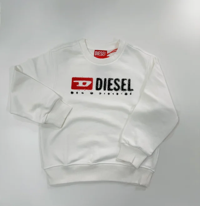 Felpa over girocollo bianca Diesel per ragazzo