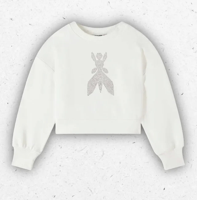 Felpa Ragazza Patrizia Pepe Nera Girocollo con Strass Degradé e Logo Fly 8-16 Annif