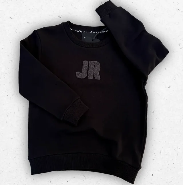 Felpa Ragazzo Richmond Nera Girocollo con Logo JR e Scritta London 8-16 Anni