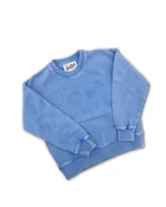 BLU Felpa Saint Barth da bambina, colore Azzurro. Modello vintage girocollo con stampa patch sul davanti. 1