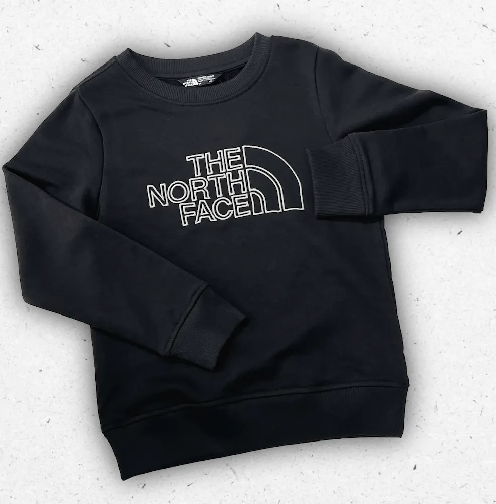 Felpa da ragazzo The North Face Drew Peak in tessuto French Terry con logo ricamato sul davanti e stampa sul retro.