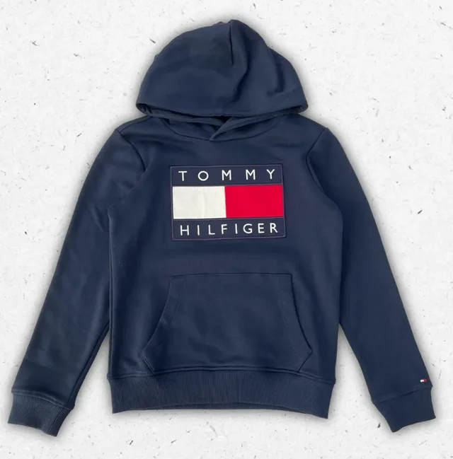 Felpa Tommy Hilfiger Ragazzo con Cappuccio e Logo Flag