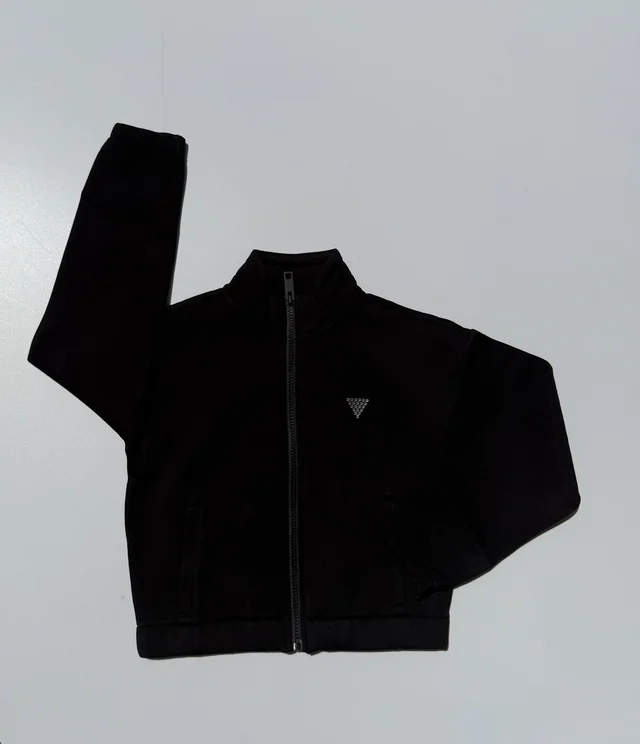 Felpa zip nera Guess per ragazza
